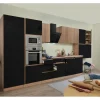 Clearance Respekta Premium Küchenzeile GLRP445HESSGKEOES Grifflos 445 cm Schwarz Eiche NB
