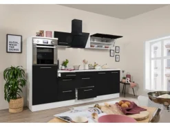Respekta Premium Kochfelder|Kühlschränke<Küchenzeile 270 cm Hochbau -Weiß
