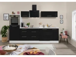 Respekta Premium Küchenzeile 280 cm Hochbau -Weiß< Kochfelder|Kühlschränke