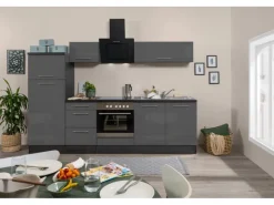 Respekta Premium Küchenzeile 270 cm -Eiche Grau< Gefrierschränke|Kochfelder