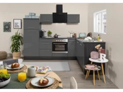 Respekta Premium Winkelküchen|Kochfelder<Winkelküche 260 x 200 cm -Eiche Grau