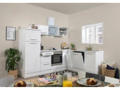 Discount Respekta Premium Winkelküche 260 x 200 cm Weiß Hochglanz Hochglanz Weiß