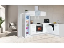 Discount Respekta Premium Winkelküche 260 x 200 cm Weiß Hochglanz Hochglanz Weiß
