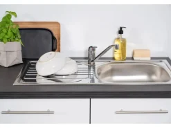 Best Respekta Premium Winkelküche RP290EGC 290 x 200 cm Grau Hochglanz-Eiche Grau