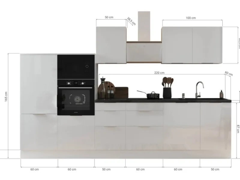 Respekta Selection Küchenzeile Elisabeth RS340HGAH 340 cm Artisan Eiche Nb.-Grau< Winkelküchen