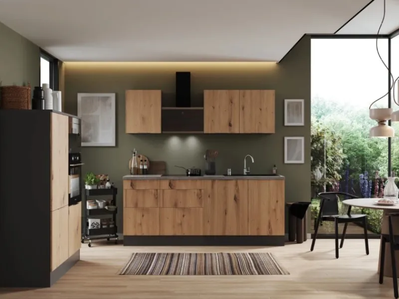 Respekta Selection Küchenzeile Elisabeth RS340HGAH 340 cm Artisan Eiche Nb.-Grau< Winkelküchen
