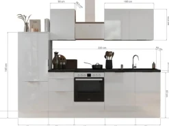 Respekta Selection Küchenzeile Elisabeth RS280WGH 280 cm Grau-Weiß< Kühlschränke|Winkelküchen