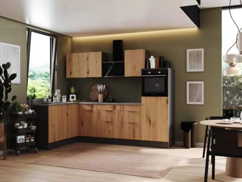 Respekta Selection Winkelküche Elisabeth RSL280HGAH 280 cm Artisan Eiche Nb-Grau< Winkelküchen