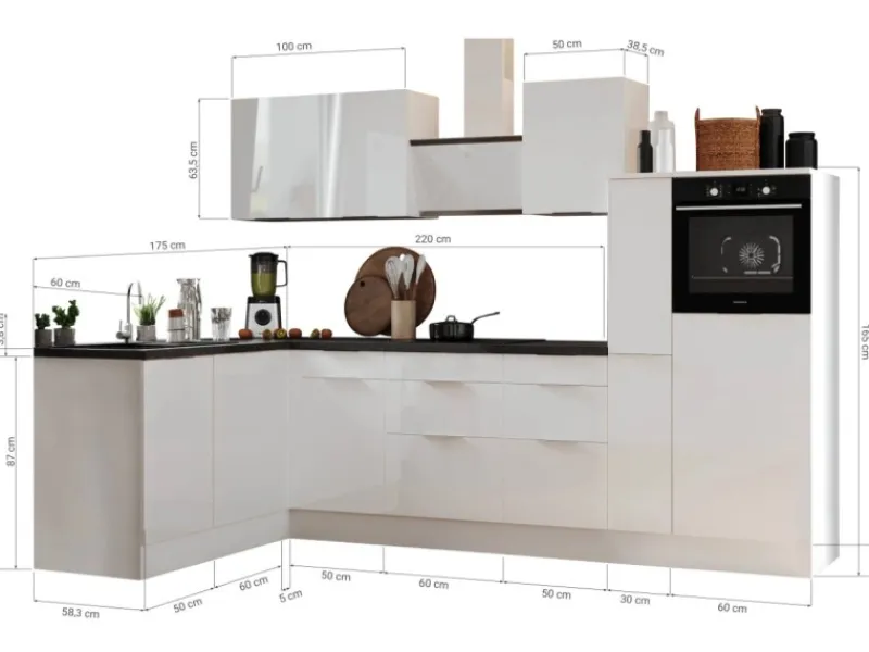 Respekta Selection Winkelküche Elisabeth RSL310HGGH 310 cm Grau< Kühlschränke|Winkelküchen