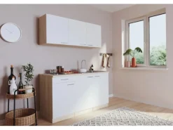 Clearance Respekta Singleküche Luis 150 cm -Eiche sägerau Weiß