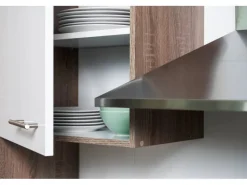 Best Respekta Winkelküche 280 cm Schwarz Seidenglanz-Eiche York Nachbildung
