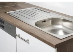 Best Respekta Winkelküche 280 cm Schwarz Seidenglanz-Eiche York Nachbildung