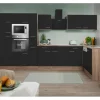 Discount Respekta Winkelküche 370 cm Schwarz Seidenglanz-Eiche York Nachbildung