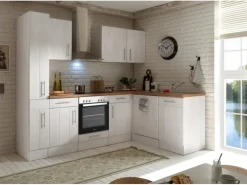 Respekta Premium Respekta Winkelküche Anton 250 cm Landhaus Lärche Weiß Nachbildung< Winkelküchen|Einbauküchen