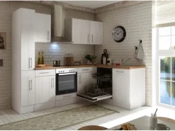 Respekta Premium Respekta Winkelküche Anton 250 cm Landhaus Lärche Weiß Nachbildung< Winkelküchen|Einbauküchen