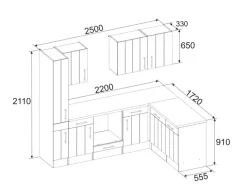 Respekta Premium Respekta Winkelküche Anton 250 cm Landhaus Lärche Weiß Nachbildung< Winkelküchen|Einbauküchen