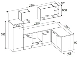 Clearance Respekta Winkelküche BEKBL280EGC 280 x 172 cm Grau-Wildeiche Nachbildung