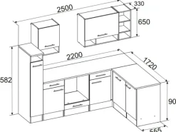 Respekta Winkelküche BEKBL250EWC 250 x 172 cm Weiß-Wildeiche Nachbildung< Winkelküchen|Einbauküchen