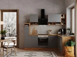 Respekta Winkelküche BEKBL250EGC 250 x 172 cm Grau-Wildeiche Nachbildung< Winkelküchen|Einbauküchen
