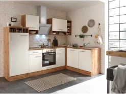 Respekta Winkelküche BEKBL280EWC 280 x 172 cm Weiß-Wildeiche Nachbildung< Winkelküchen
