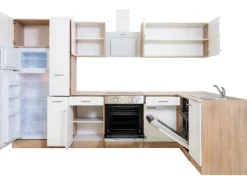 New Respekta Winkelküche KBL310ESWSC 310 cm Sonoma Eiche Sägerau Nachbildung Weiß
