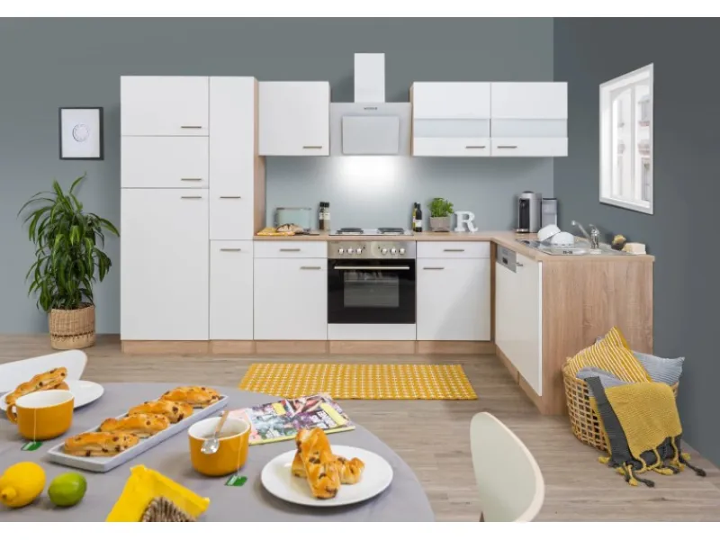 Respekta Winkelküchen|Kühlschränke<Winkelküche KBL310ESWS 310 cm -Eiche Sonoma Sägerau Nachbildung
