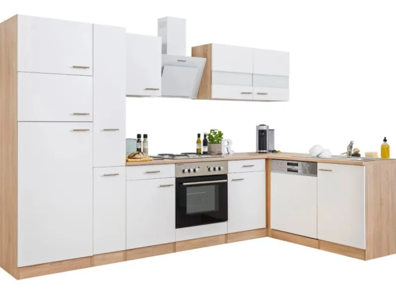 Respekta Winkelküchen|Kühlschränke<Winkelküche KBL310ESWS 310 cm -Eiche Sonoma Sägerau Nachbildung