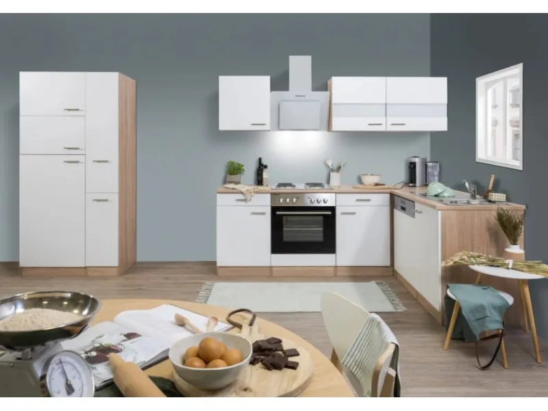 Respekta Winkelküchen|Kühlschränke<Winkelküche KBL310ESWS 310 cm -Eiche Sonoma Sägerau Nachbildung