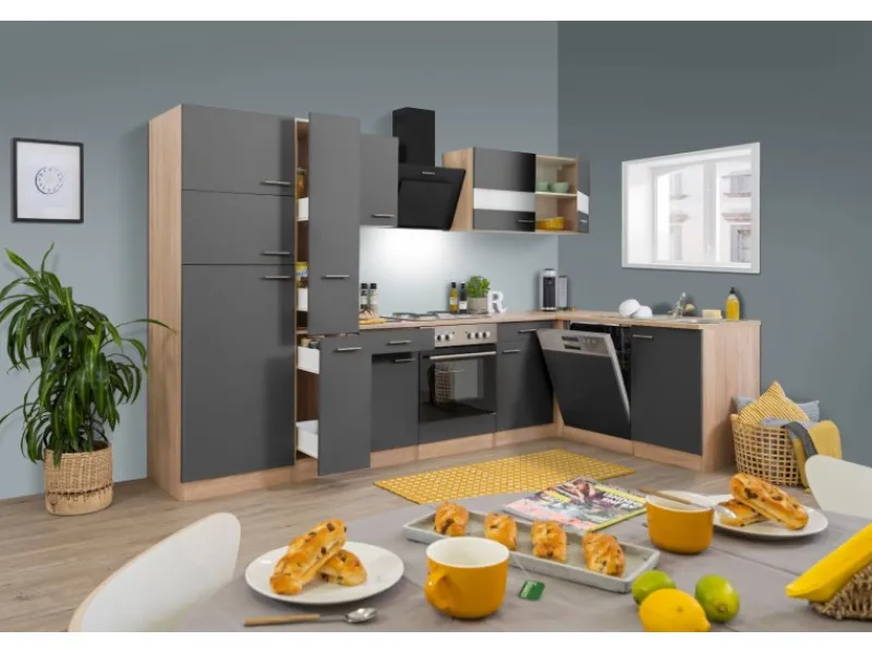 Respekta Winkelküchen|Herde<Winkelküche KBL310ESGS 310 cm -Eiche Sonoma Sägerau Nachbildung