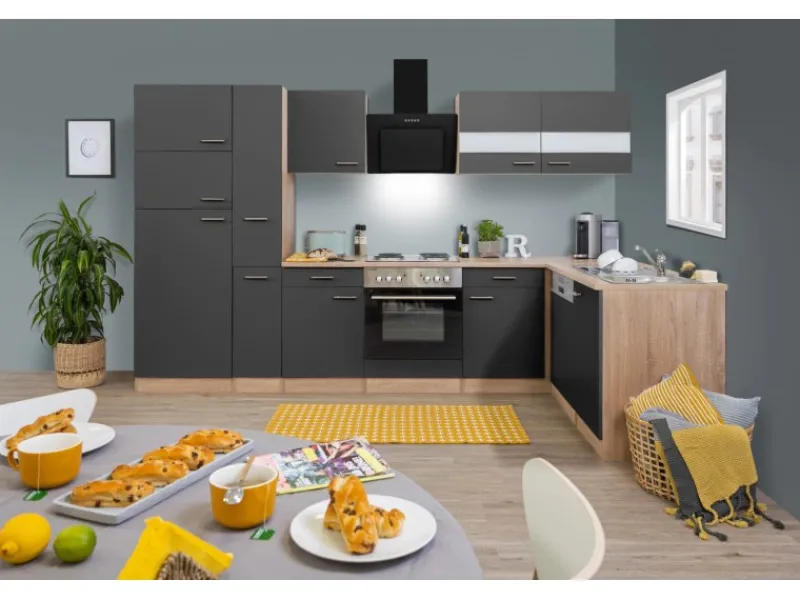 Respekta Winkelküchen|Herde<Winkelküche KBL310ESGS 310 cm -Eiche Sonoma Sägerau Nachbildung