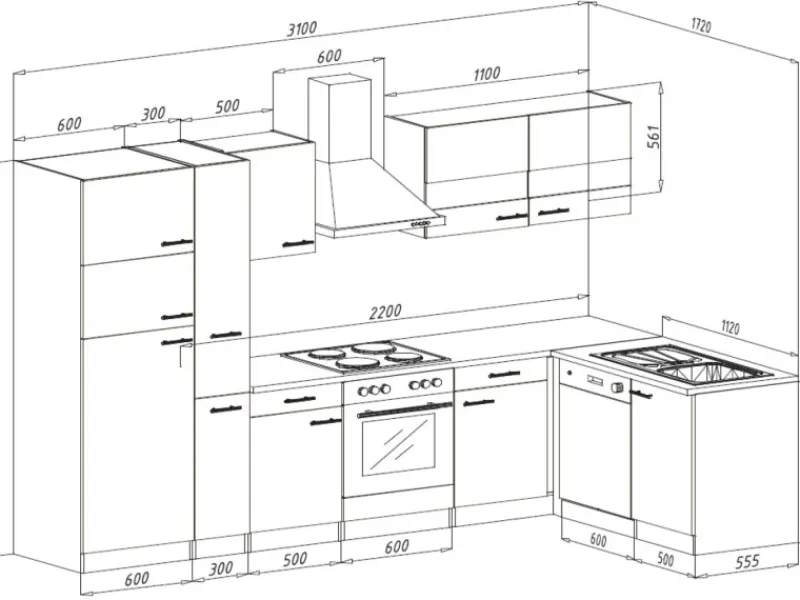 Respekta Winkelküchen|Herde<Winkelküche KBL310ESGS 310 cm -Eiche Sonoma Sägerau Nachbildung