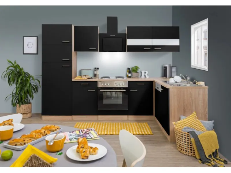 Respekta Winkelküche KBL280ESSS 280 cm -Eiche Sonoma Sägerau Nachbildung< Winkelküchen|Herde