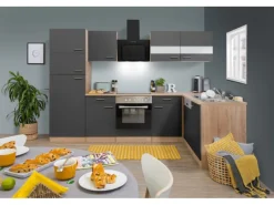 Sale Respekta Winkelküche KBL280ESGSC 280 cm -Eiche Sonoma Sägerau Nachbildung Grau