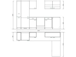 Discount Respekta Winkelküche KBL310WSCGKEG 310 x 172 cm Schwarz-Weiß-Butcher Nussbaum