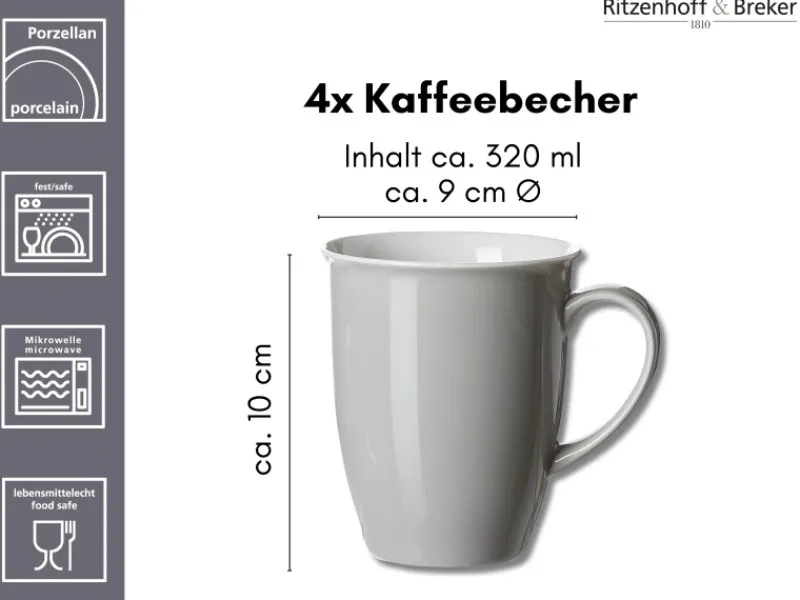 Ritzenhoff & Breker Doppio Kaffeebecher 320 ml 4er Set< Geschirr
