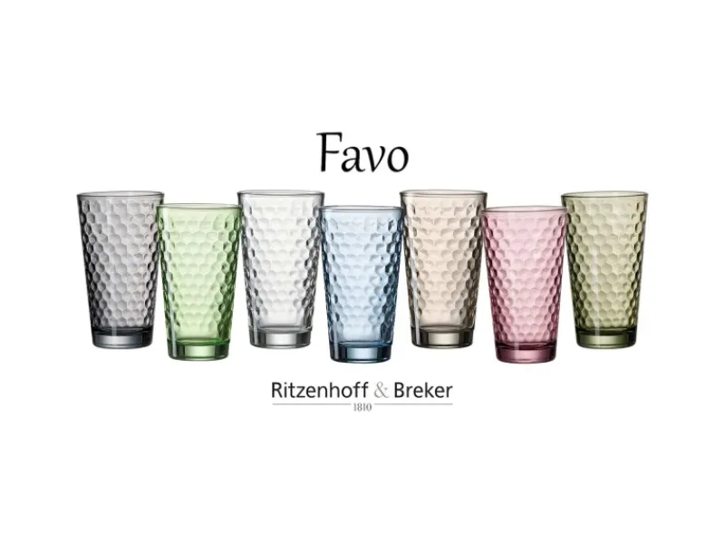 Ritzenhoff & Breker Favo Longdrinkgläser 400 ml 12er Set< Geschirr