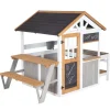 Kochfelder<roba Gartenspielhaus aus Holz inkl. Spielküche mit Kochfeldern Picknick Tisch und Bank