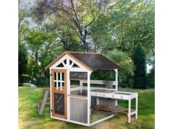 Kochfelder<roba Gartenspielhaus aus Holz inkl. Spielküche mit Kochfeldern Picknick Tisch und Bank