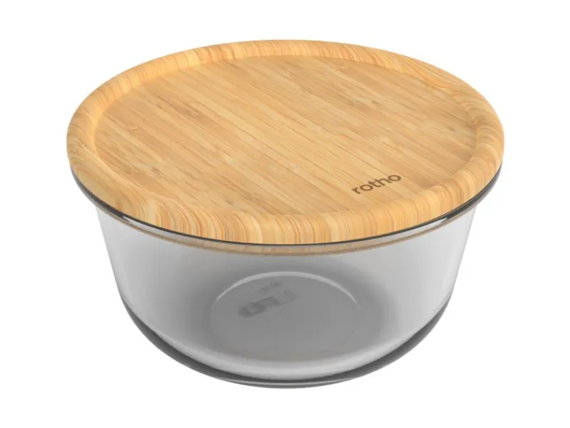 Discount Rotho Kühlschrankdose Nala mit Bambusdeckel Glas Rund 2 l