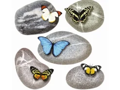 New Sanders & Sanders Wandtattoo Kieselsteine Grau Gelb und Blau 30 x 30 cm 600334