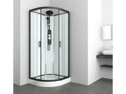 Sanotechnik Komplettdusche Epic Rund Schwarz 235 cm x 90 cm x 90 cm< Einhebelmischer