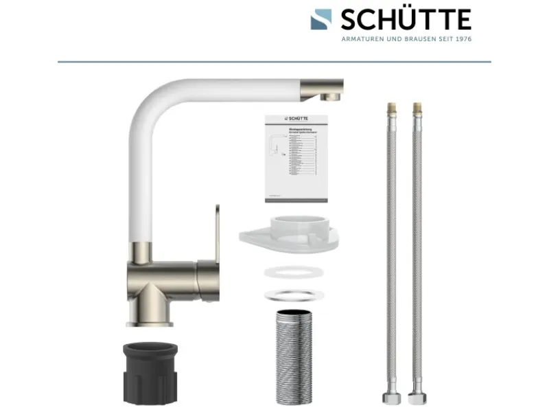Best Schütte Küchenarmatur Rio Edelstahloptik-Weiß Edelstahl-Optik