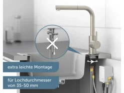 Hot Schütte Sensor-Spültischarmatur Vital mit Herausziehbarem Auslauf Edelstahl
