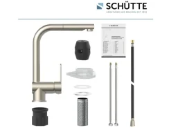 Schütte Einhebelmischer<Spültischarmatur mit Herausziehbarem Auslauf London Edelstahloptik