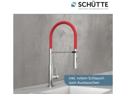 New Schütte Spültischarmatur mit Soft-Touch Schlauch Stilo Chrom-Schwarz