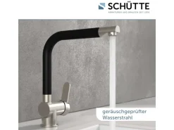 Schütte Spültischarmatur Rio Edelstahloptik Schwarz Matt< Einhebelmischer