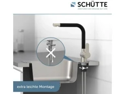 Schütte Spültischarmatur Rio Edelstahloptik Schwarz Matt< Einhebelmischer