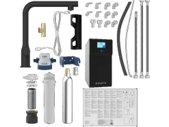 Outlet Schütte Sprudelwasser-Spültischarmatur-Set Aquastar Premium Schwarz Matt