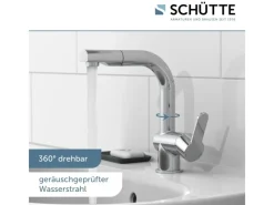 Schütte Waschtischarmatur London mit Herausziehbarer Haarbrause Chrom< Einhebelmischer
