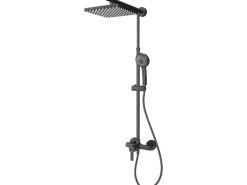 Schulte DuschMaster Rain mit Einhebelmischer eckig BlackStyle, Mattschwarz< Einhebelmischer